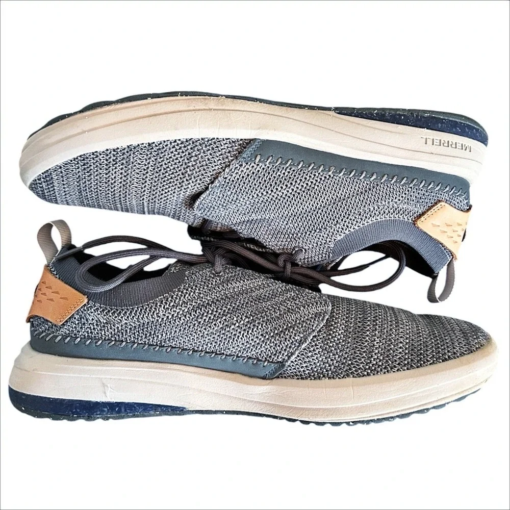 Merrell Gridway Loafer Mens 10.5 Gray Casual Lace Up Deck Shoes Boat Knit Vibram